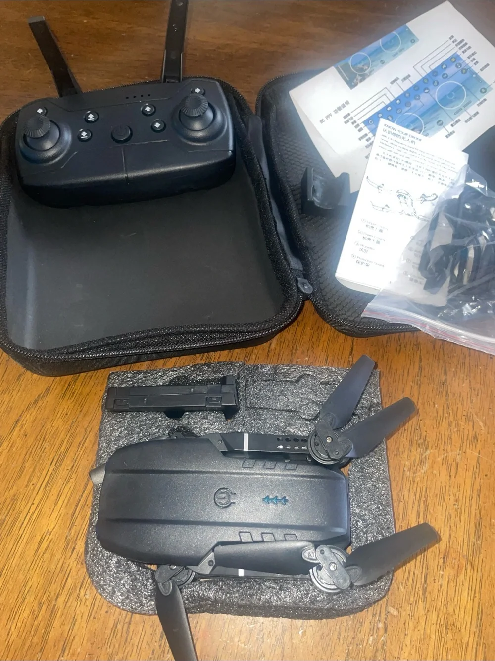 Black Foldable Drone with Remote Controller - Compact Portable Quadcopter